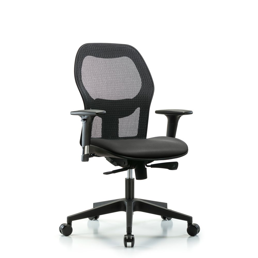 Executive Windova Mesh Back Chair with Standard Adjustable Arms, Carbon Supernova™ Seat, & Casters