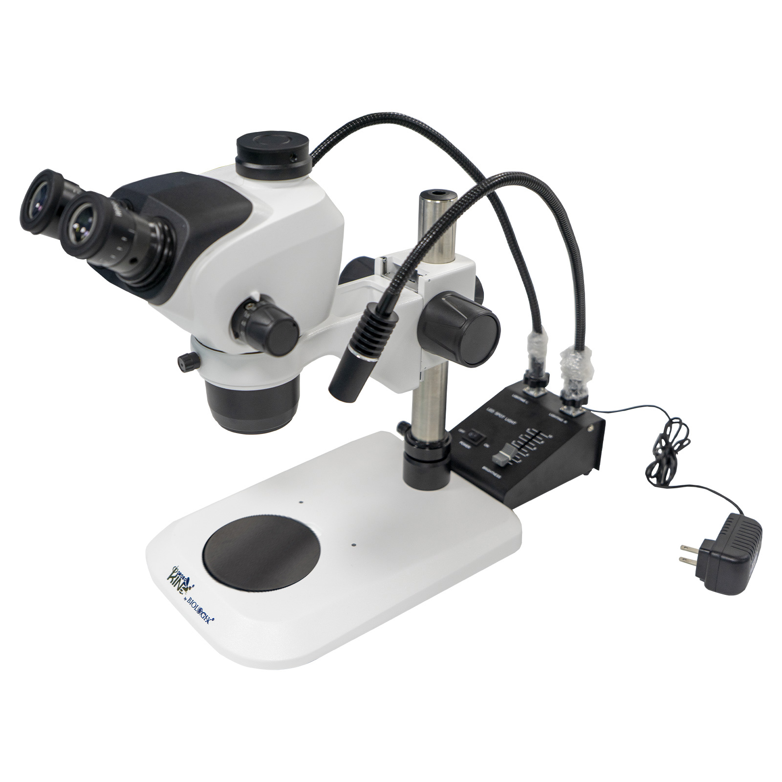 Trinocular Microscope, Eyepiece 10X/23mm, with external double goose tube light source