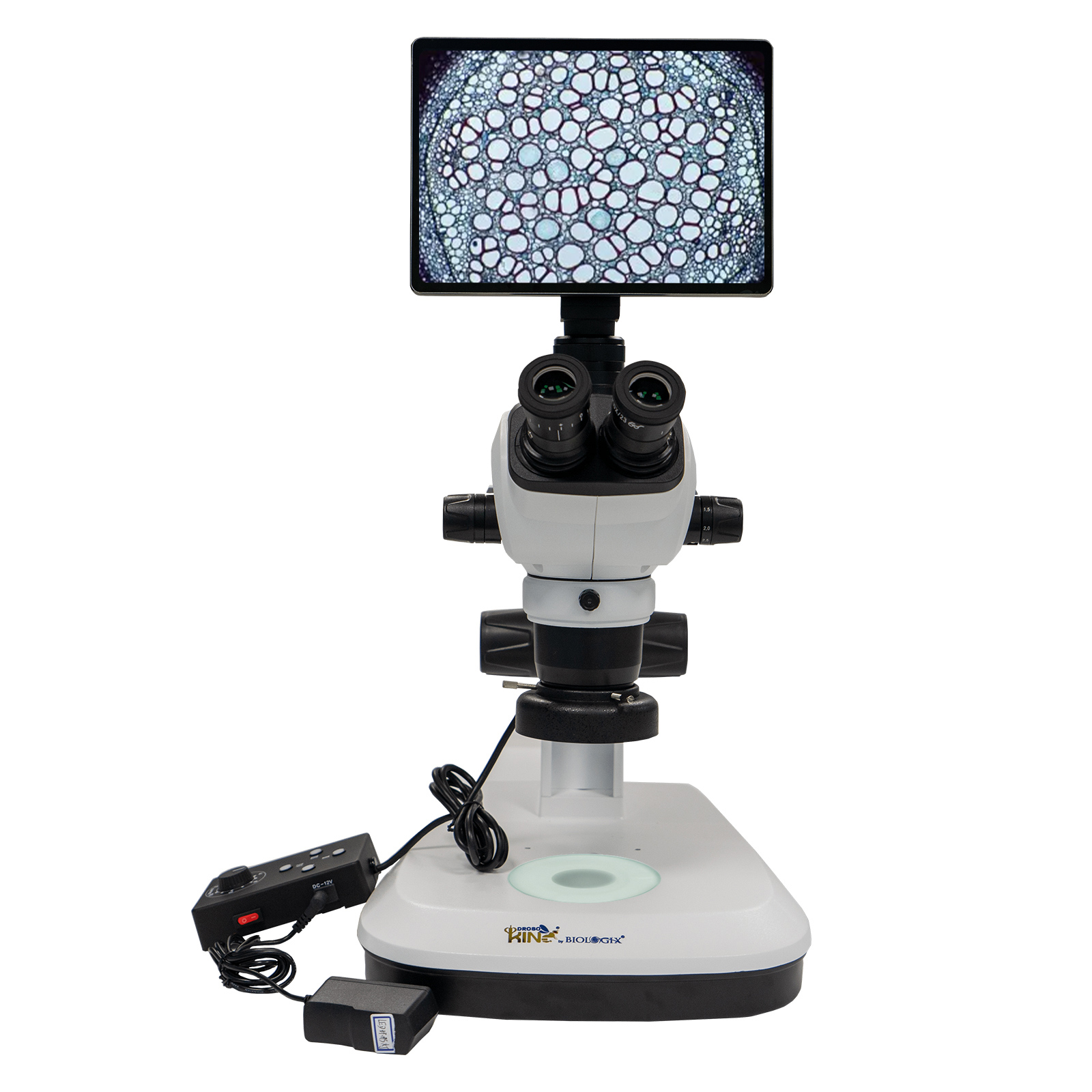 Trinocular Microscope, Eyepiece 10X/23mm, with 10.5 inch Android smart all-in-one